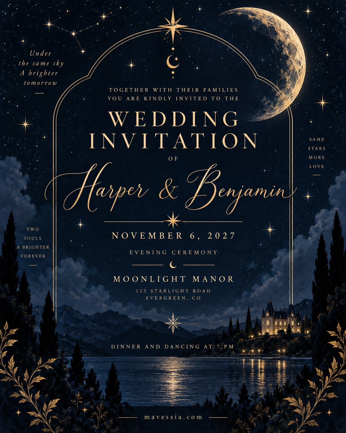 Personal wedding invitation details