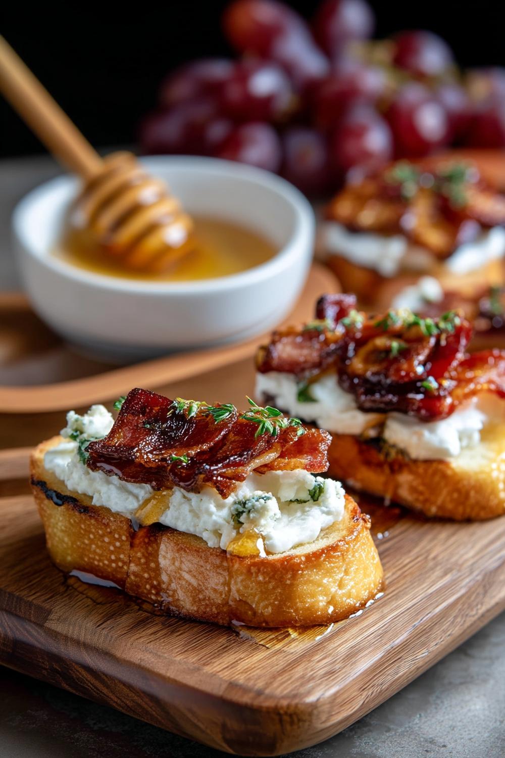Honey Bacon Cheese Toasts