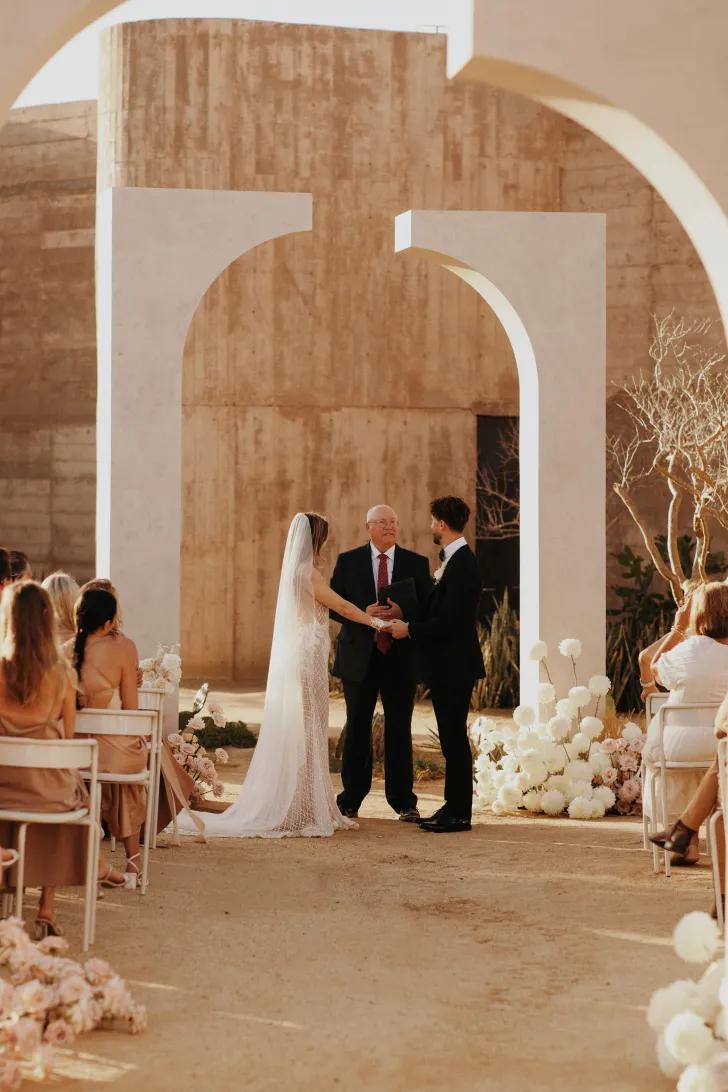 Architectural wedding ceremony backdrop