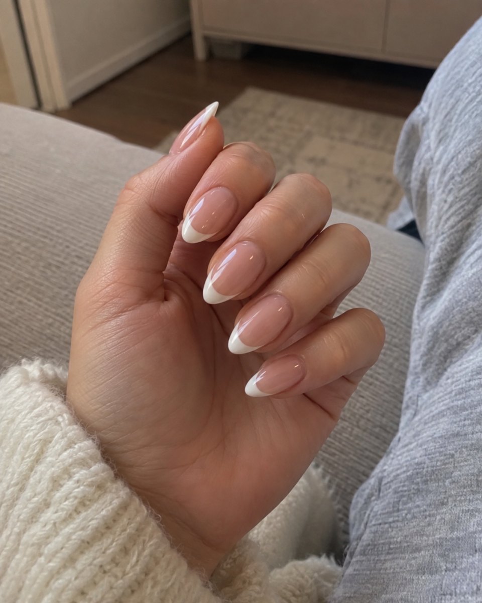 Classic French tip celebrity manicure