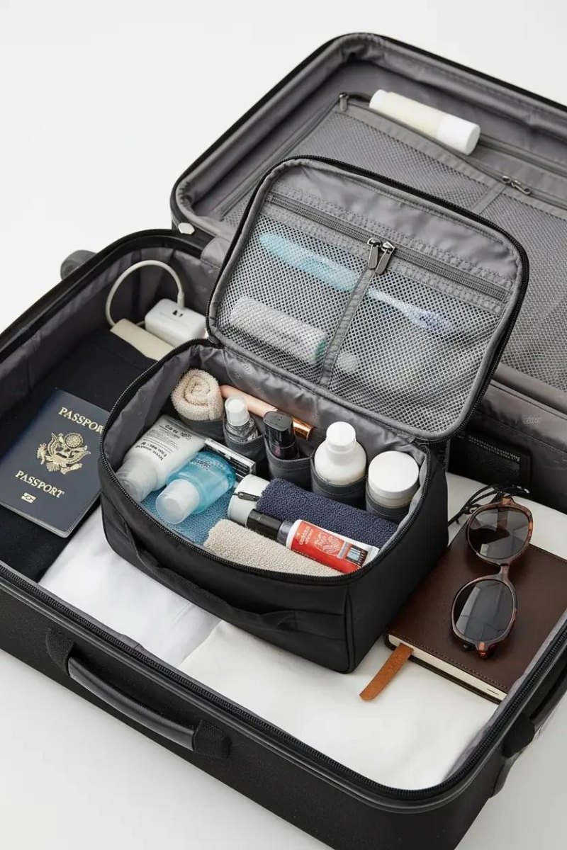 Organized toiletries suitcase