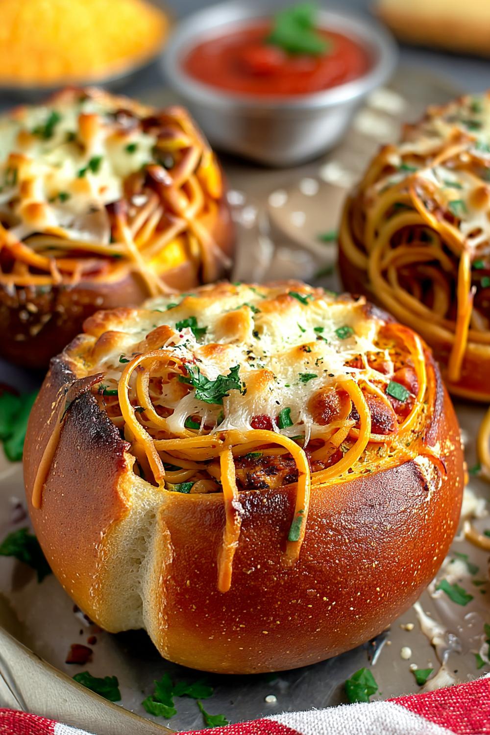 Pasta-Stuffed Bread Bowls
