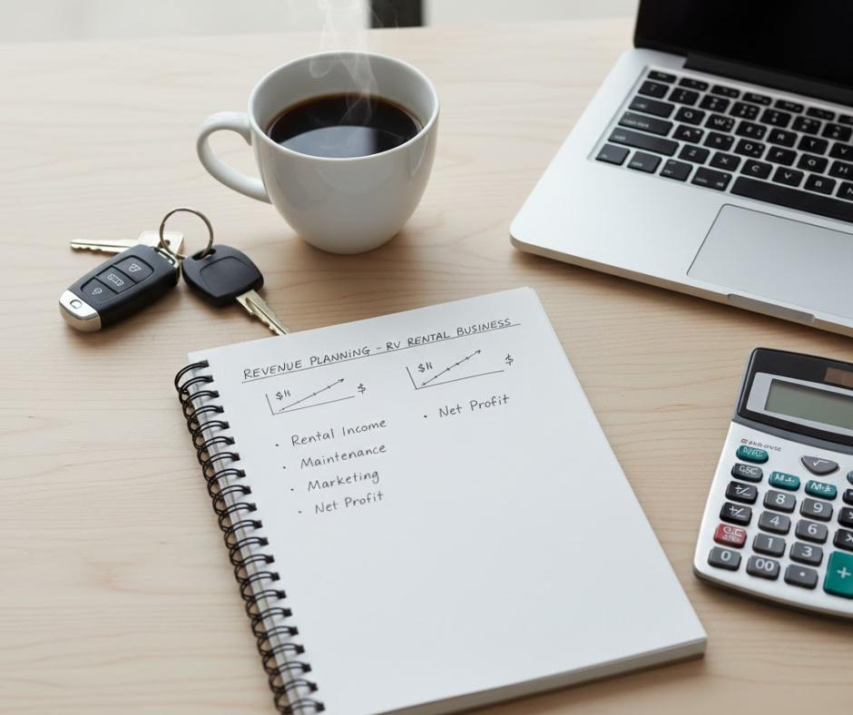 RV owner managing travel documents and finances