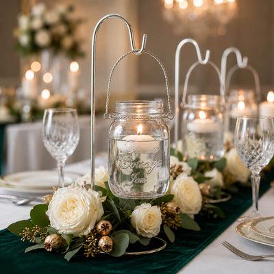 Candlelit mason jar wedding centerpiece