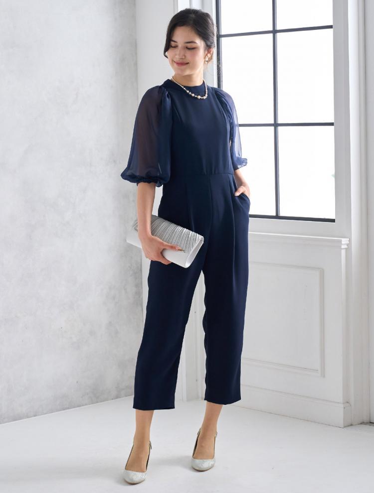 Jumpsuit wedding guest look with block heels