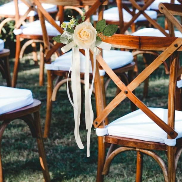 DIY wedding chair decorations with flowers and ribbons