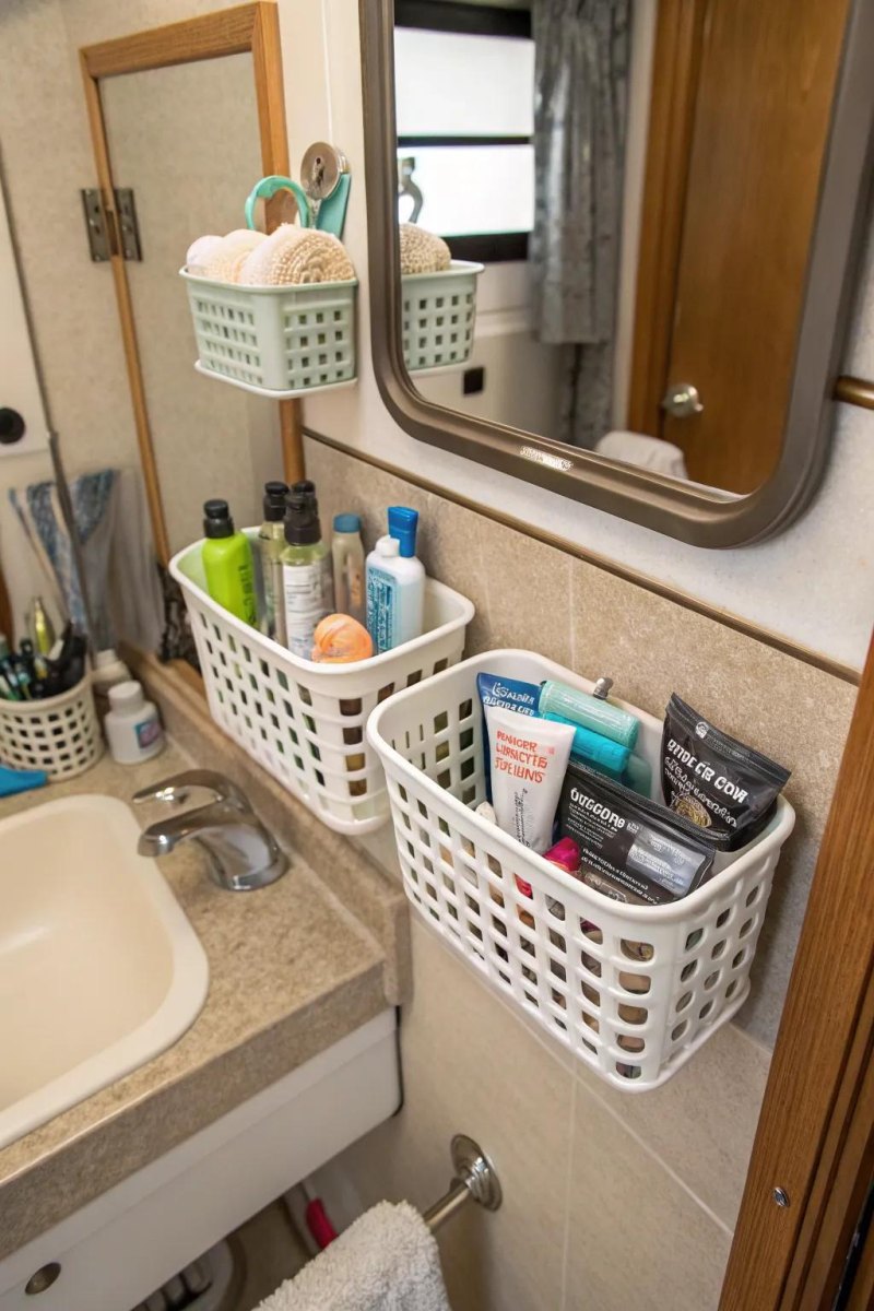 RV bathroom organizers