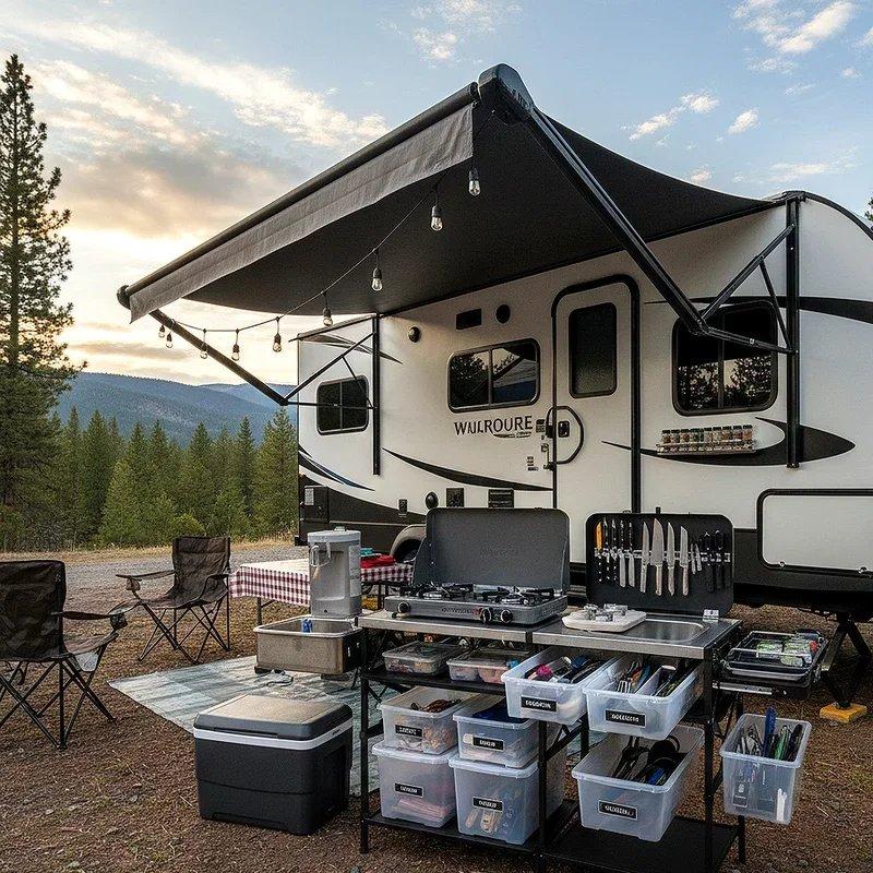 RV campsite outdoor setup