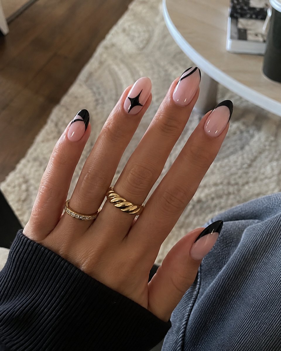 Graphic nail art inspired by celebrity style