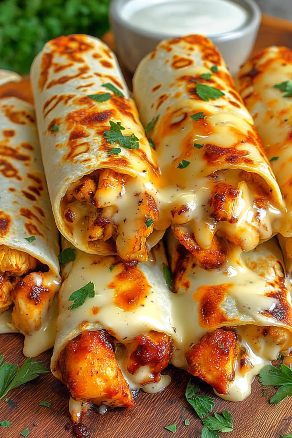 Cheese-Drizzled Tortilla Rolls