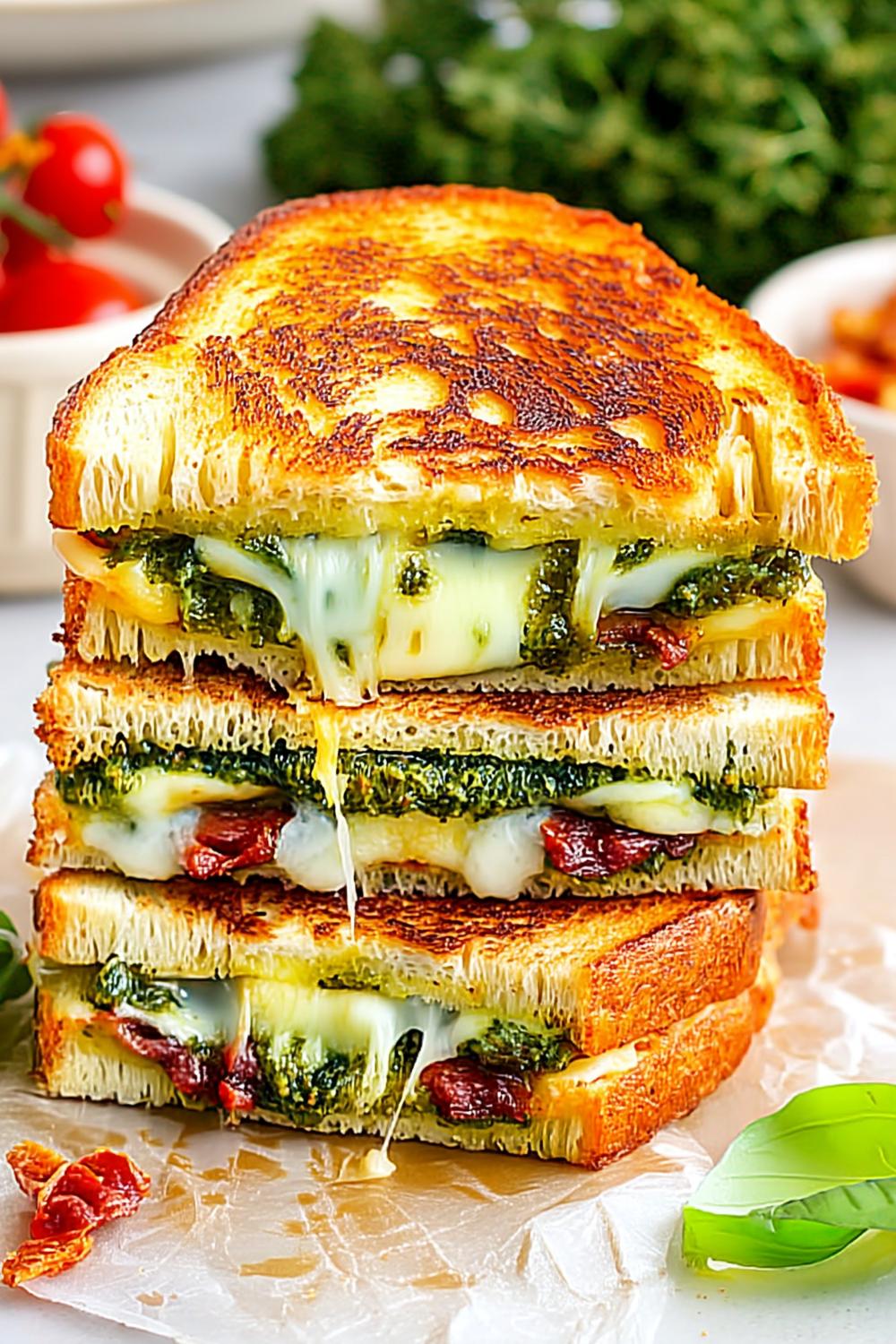 Towering Pesto Grilled Cheese