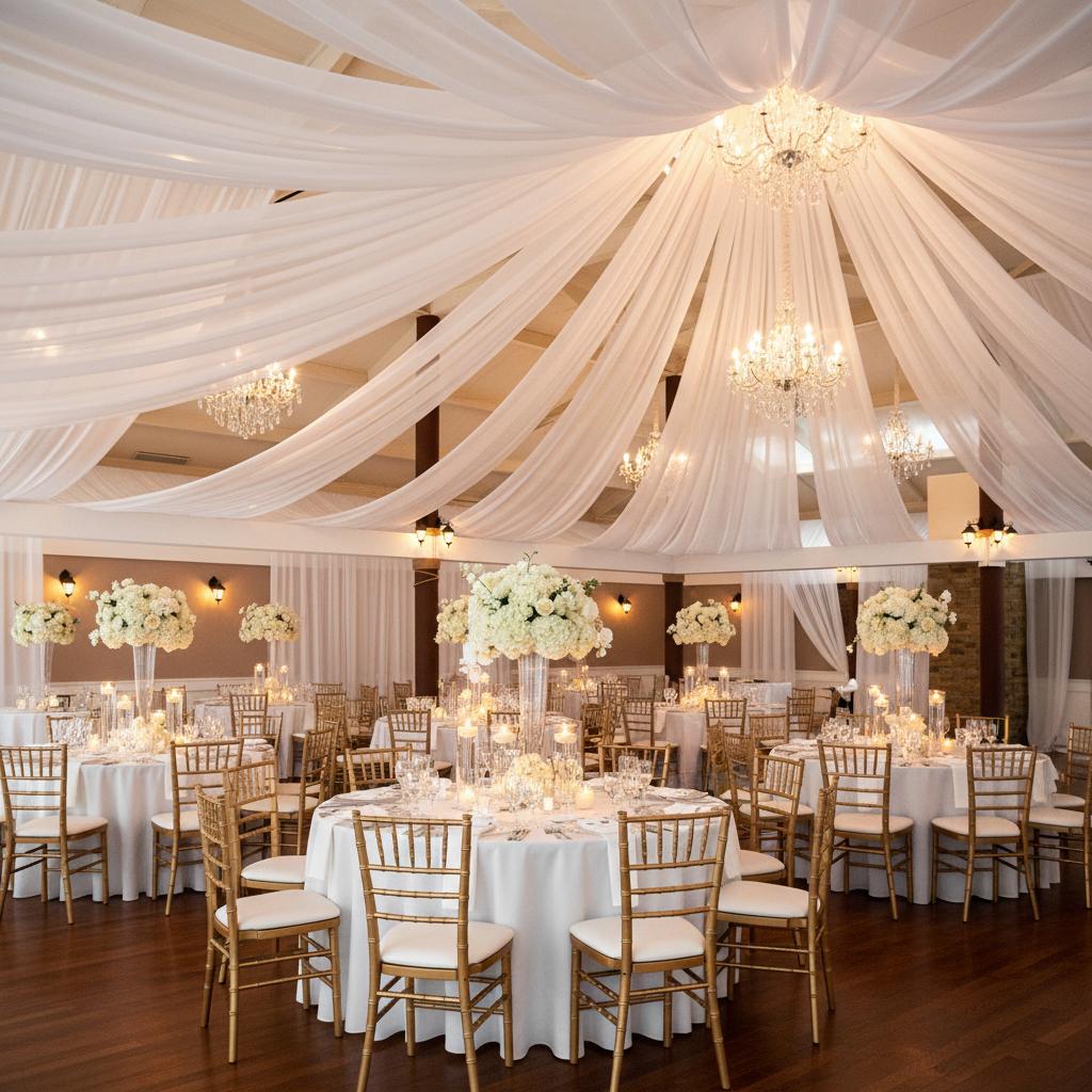 Floral wedding reception decorations entrance pathway