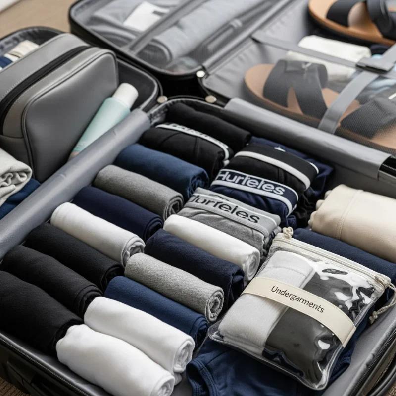 Rolled underwear packing