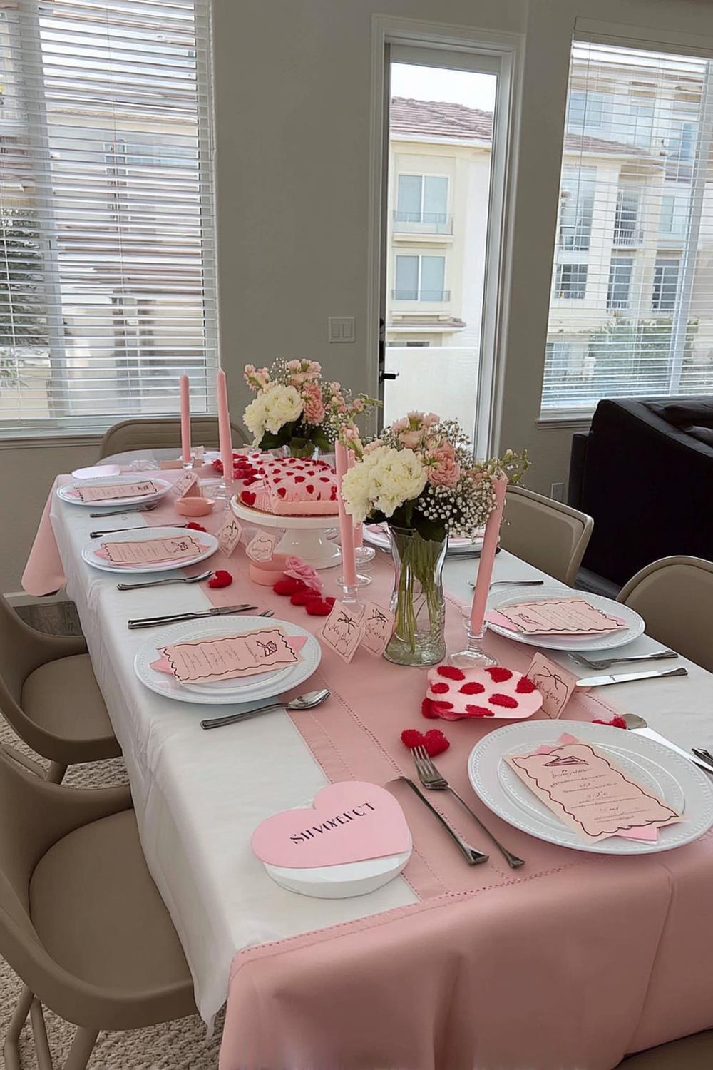 13. DIY Conversation Heart Place Cards with Calligraphy for galentines party decorations diy ideas