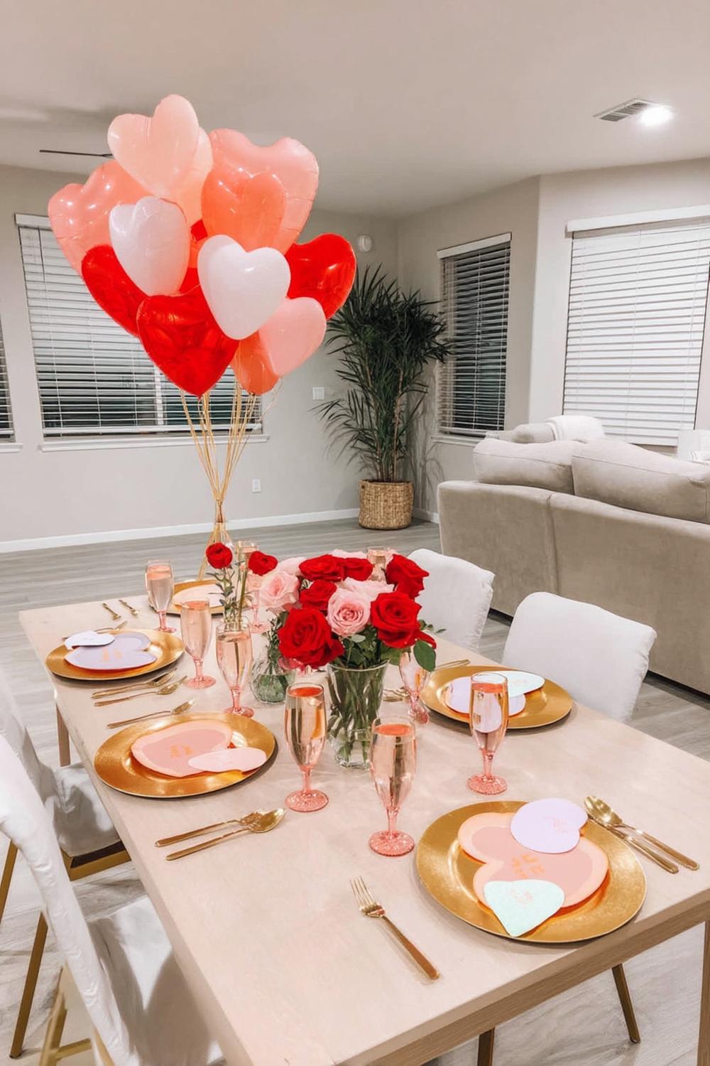 23. Cherry Red and Blush Glassware Mix for galentines party decor table ideas