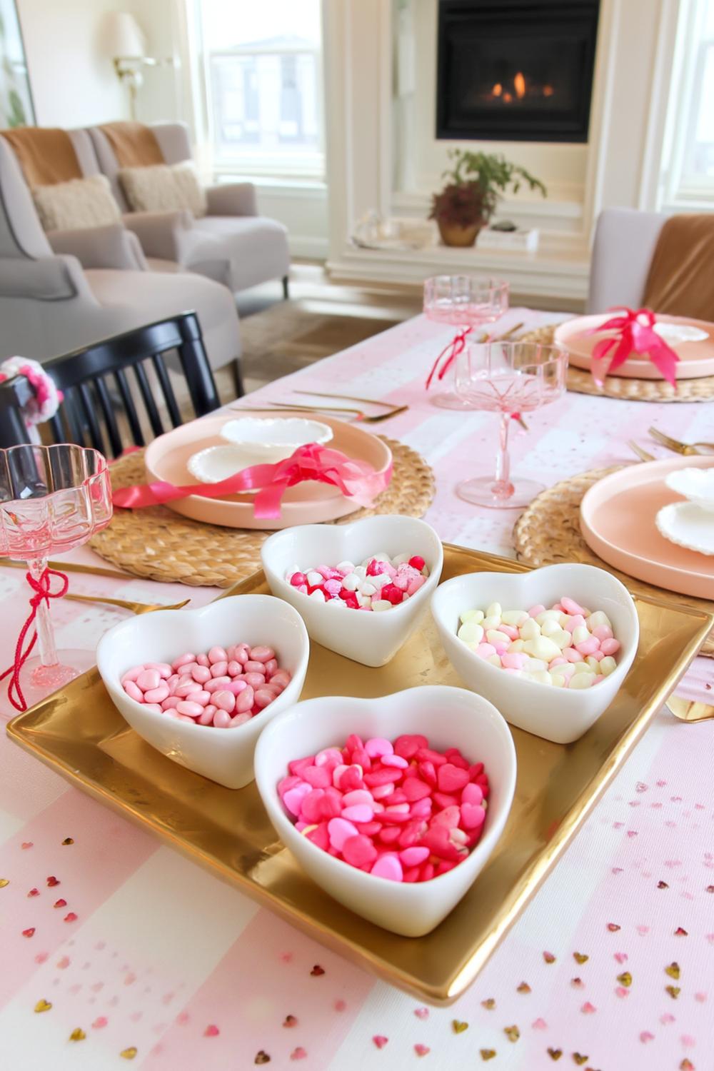 34. Instant Coffee Table Tray Styling with Candies for easy galentines party decor ideas