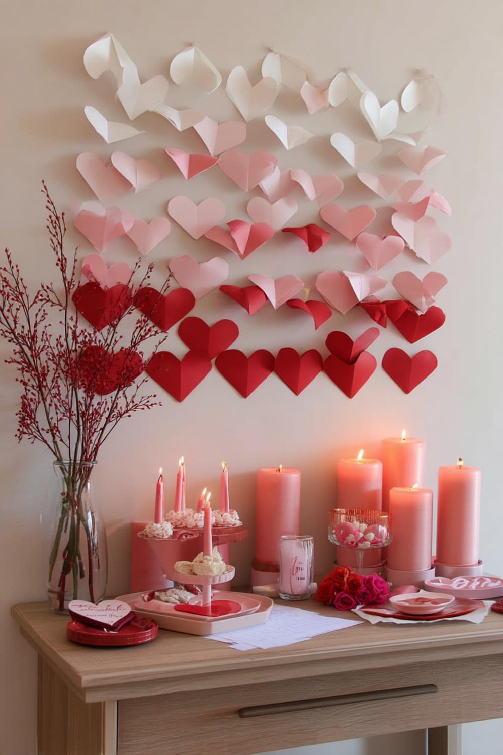 6. Soft Monochrome Mantel Styling for galentines party decor aesthetic ideas