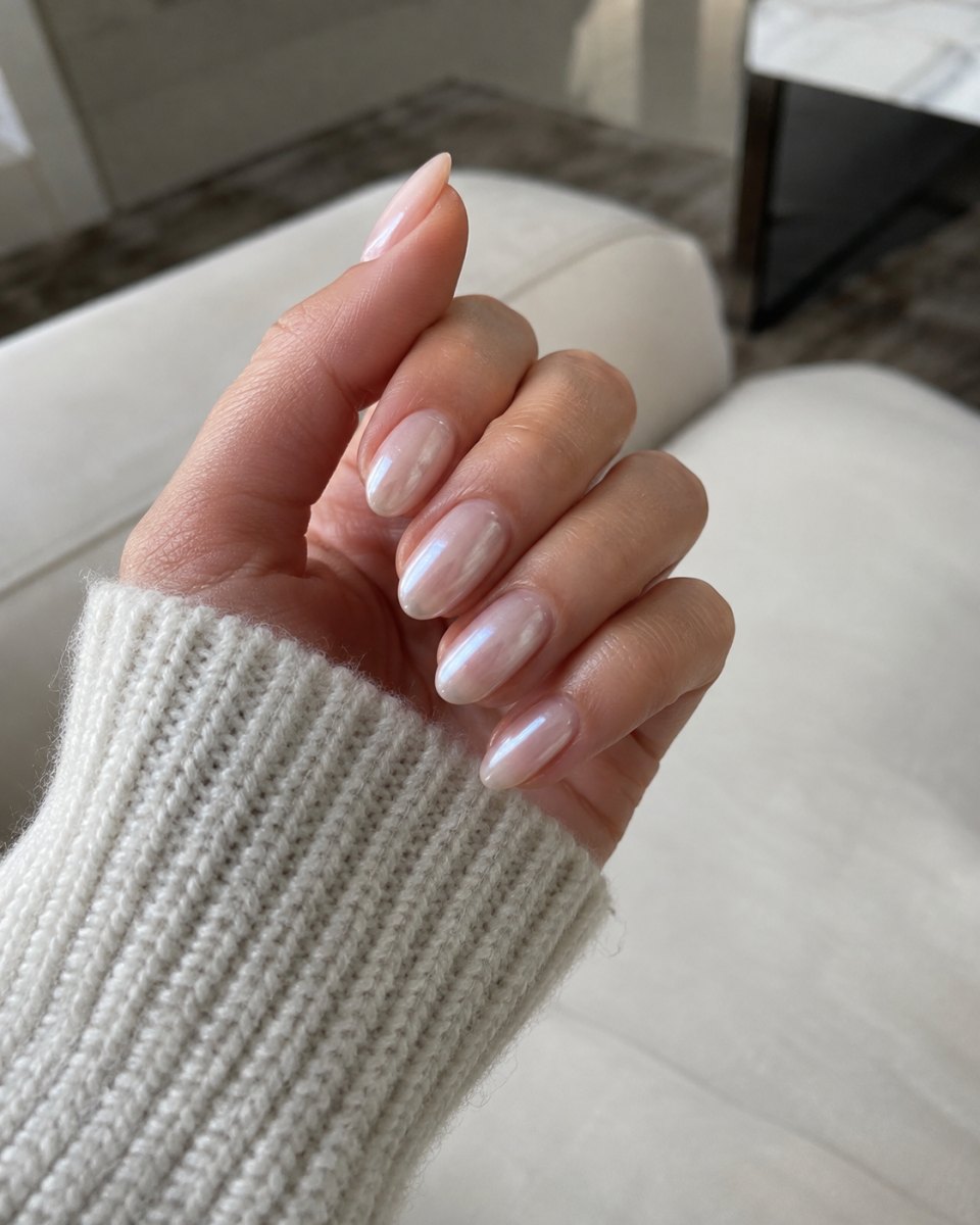 Glazed donut pearl manicure inspiration