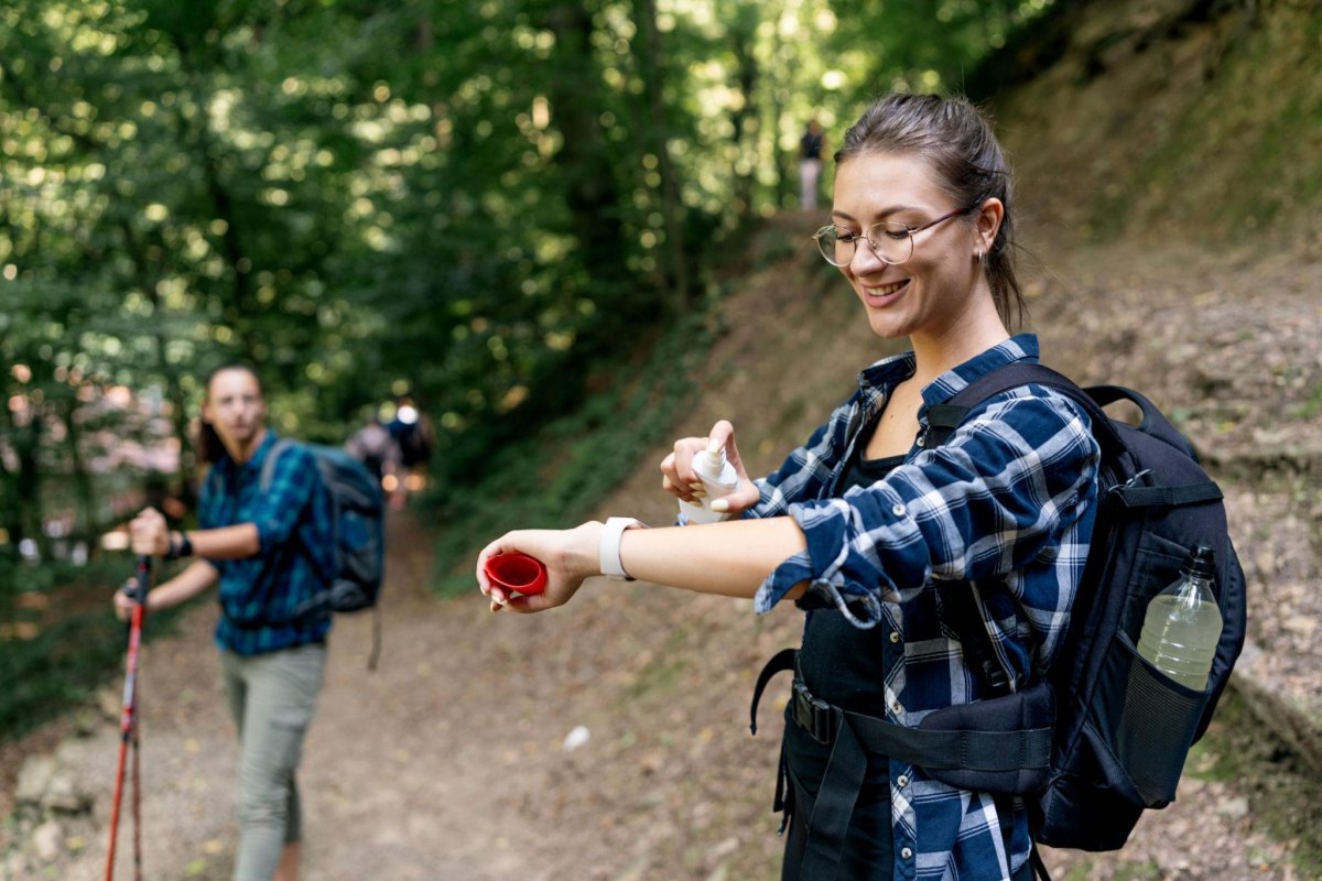 Woman hiking in forest