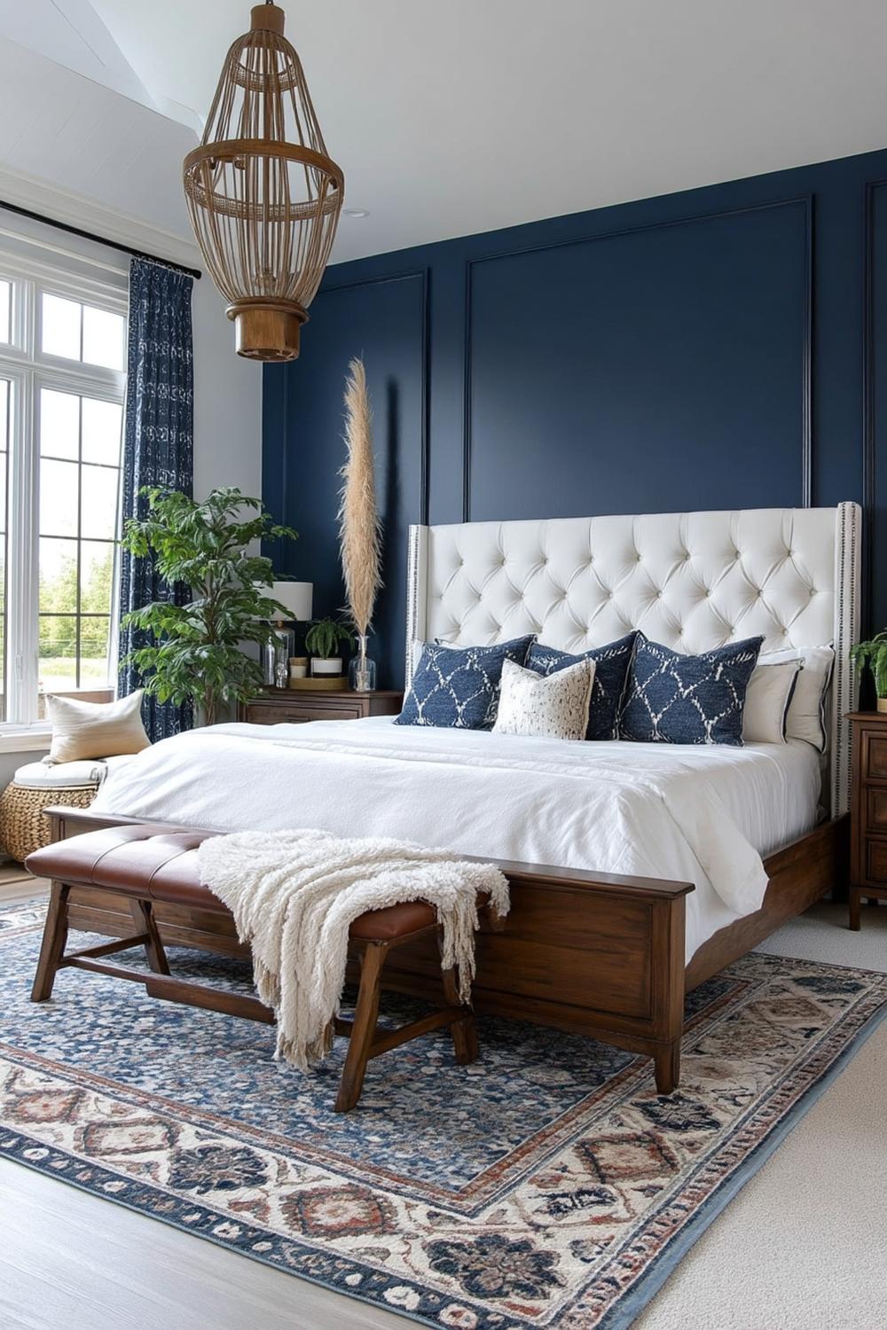 Navy Elegance Meets Woven Warmth