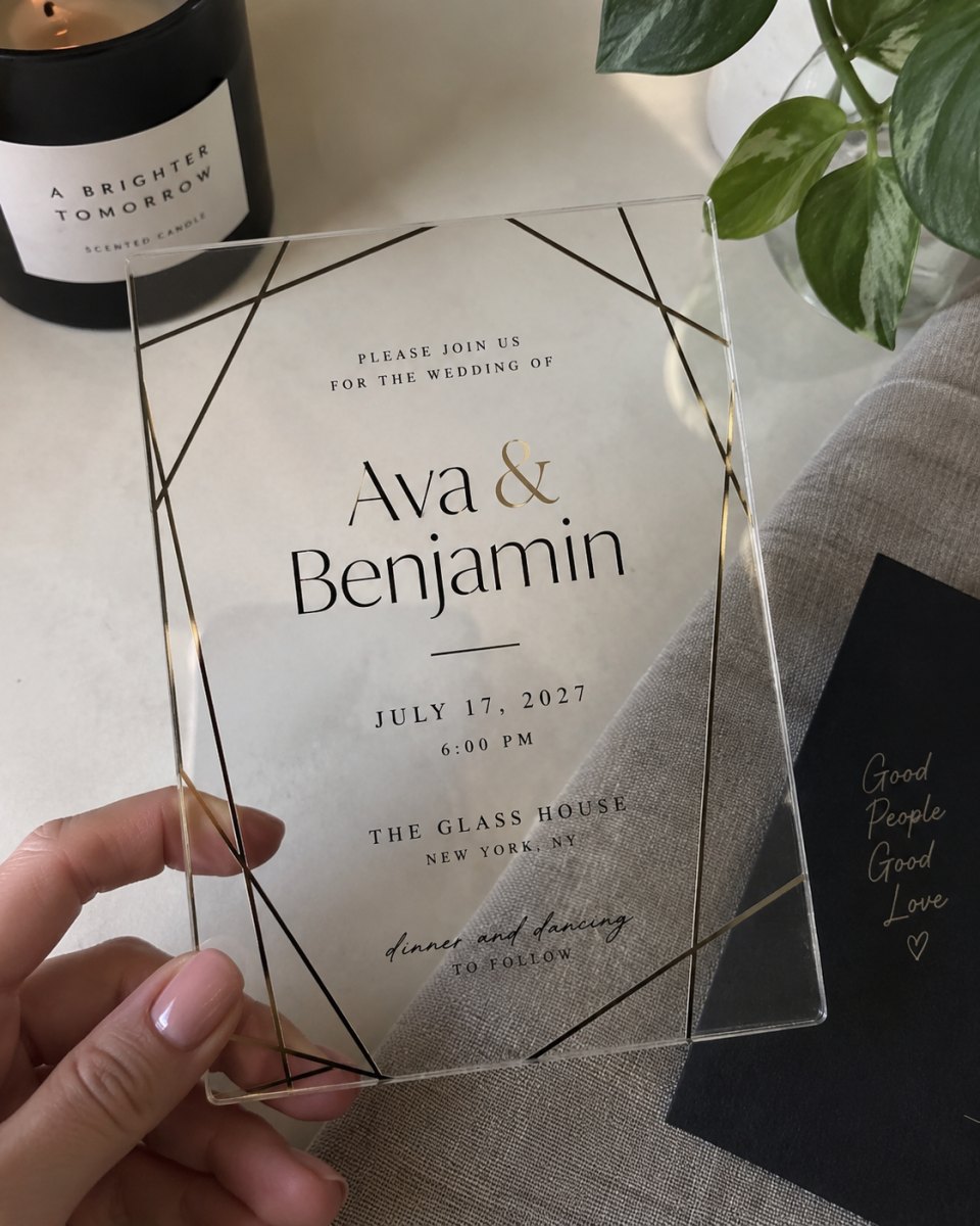 Modern acrylic invitation geometric border