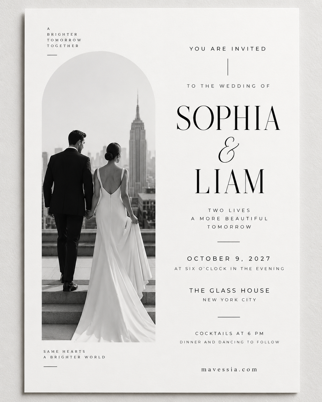 Minimal modern wedding invitation