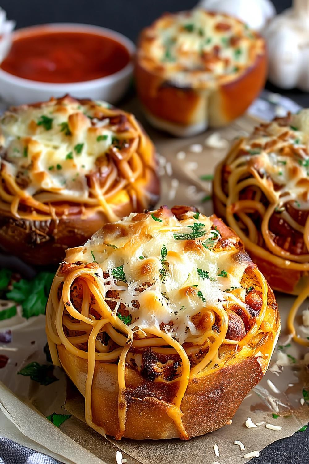 Spaghetti Bread Bowl Creations