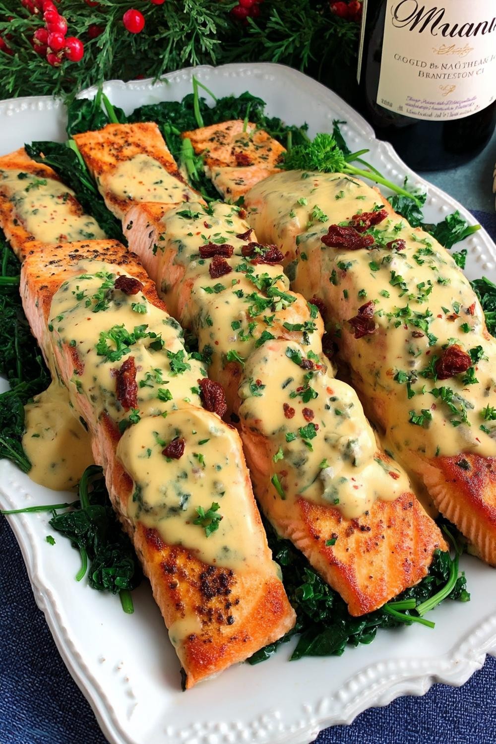 Spinach and Feta Stuffed Salmon with Sun-Dried Tomato Notes for stuffed salmon recipes ideas