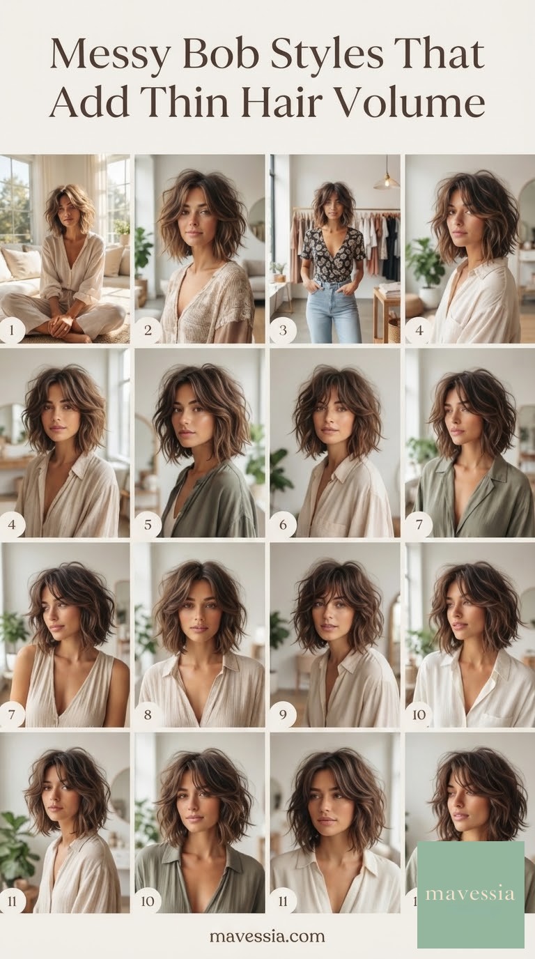 Messy Bob Styles That Add Thin Hair Volume