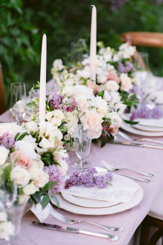 Pastel purple spring wedding flowers