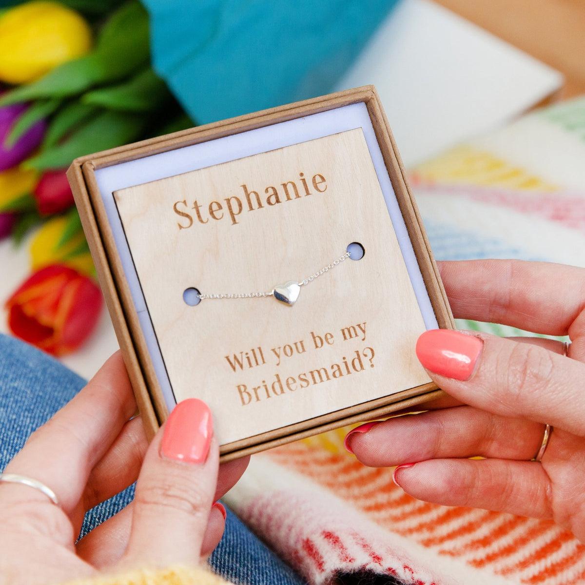 Personalized bridesmaid jewelry gift