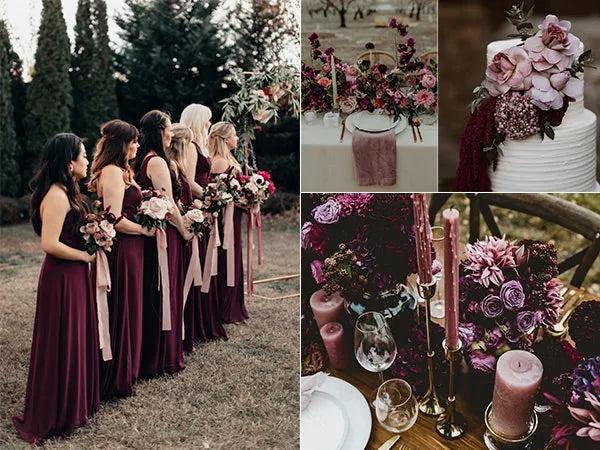 Plum burgundy wedding reception