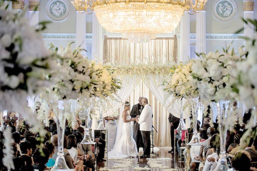 Elegant wedding ceremony with flowers