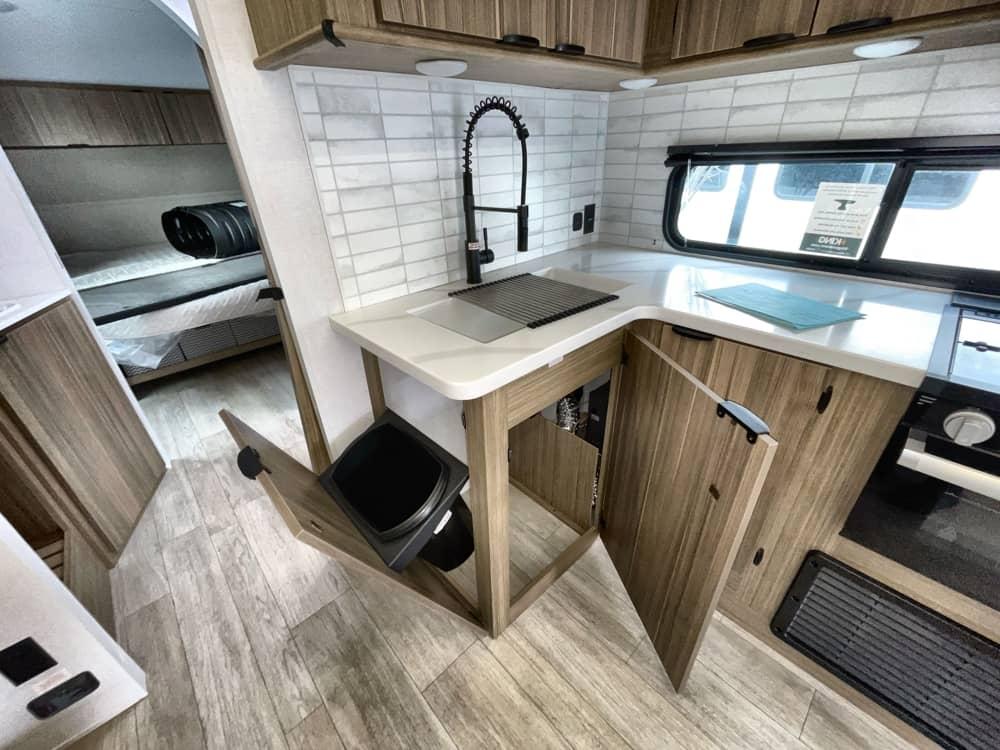 Small trash can inside RV