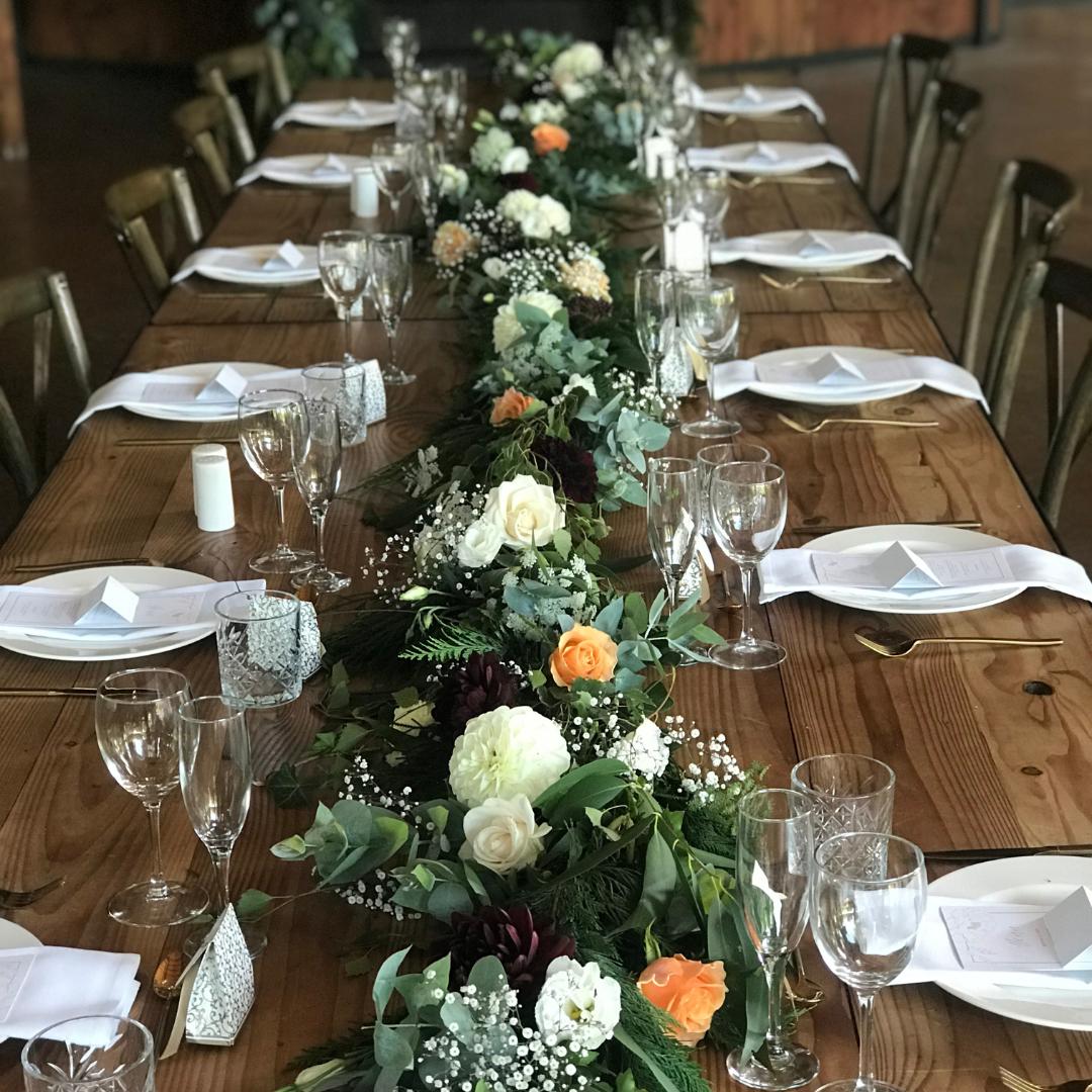 Garden wedding reception decorations with outdoor lights