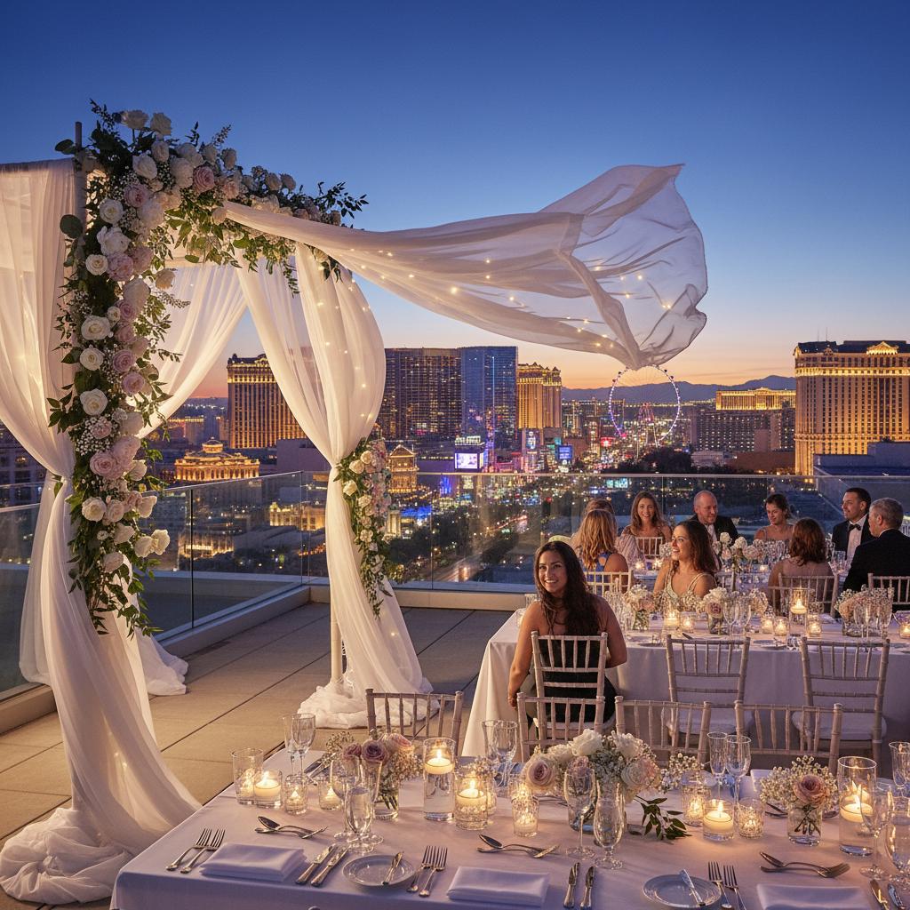 Las Vegas rooftop wedding view