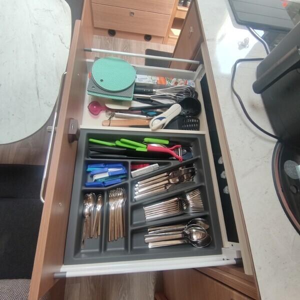 Organized RV kitchen drawers