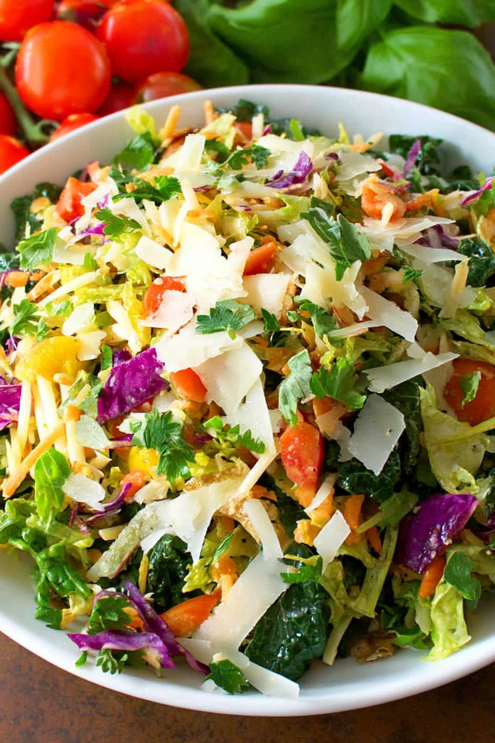 13. Lemon-Herb Greens Fresh Salad Recipes with Shaved Parmesan