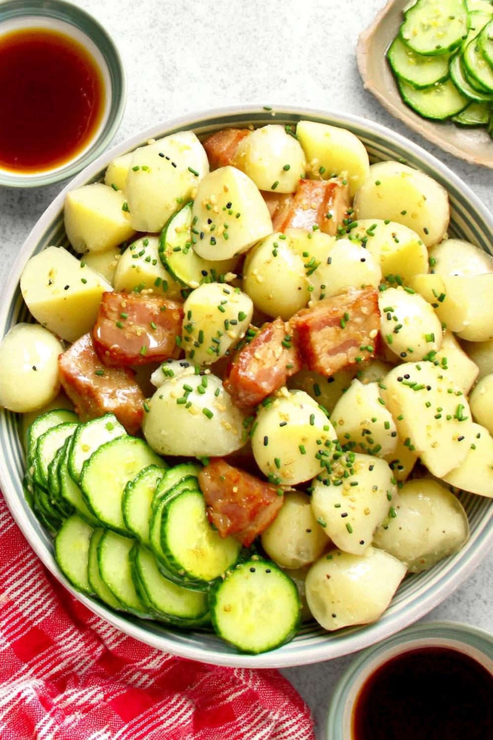 26. German-Style Warm Bacon Potato Salad Recipe with Vinegar Glaze