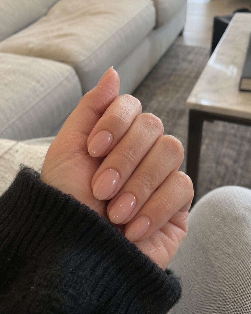 Soft nude celebrity inspired manicure