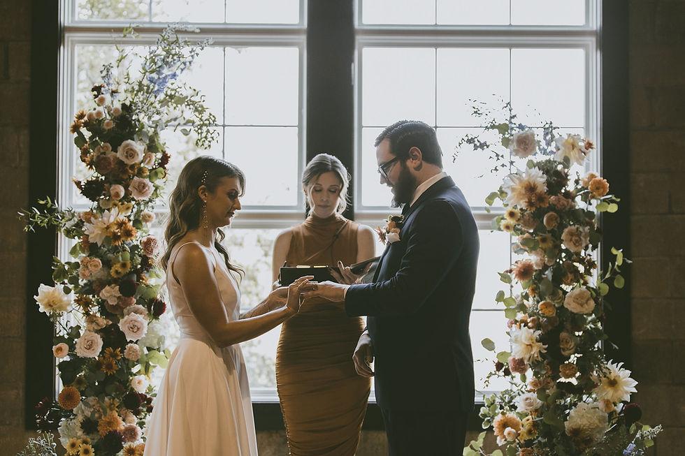 Small intimate wedding ceremony couple
