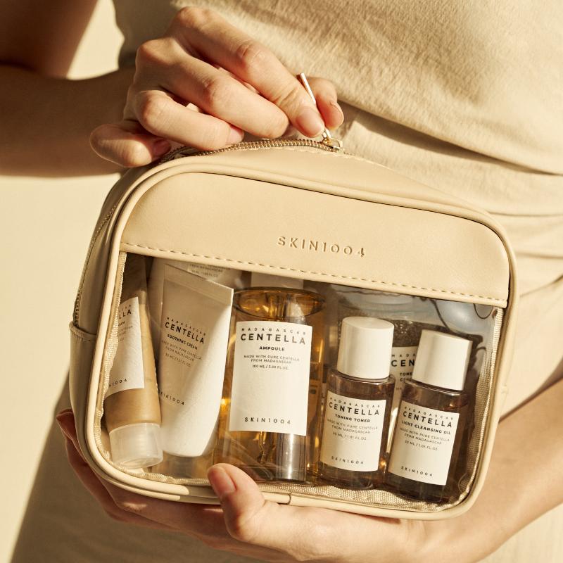 Women's travel toiletry bag skincare