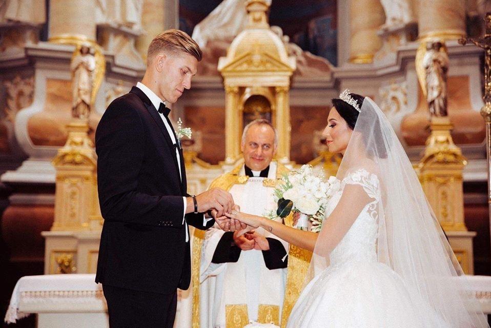 Traditional wedding ceremony with rings