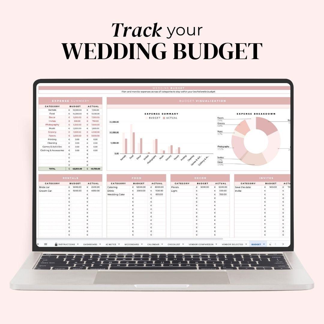 Wedding budget tracker laptop